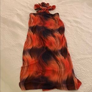 SHEIN Red and Black Swirl Dress
